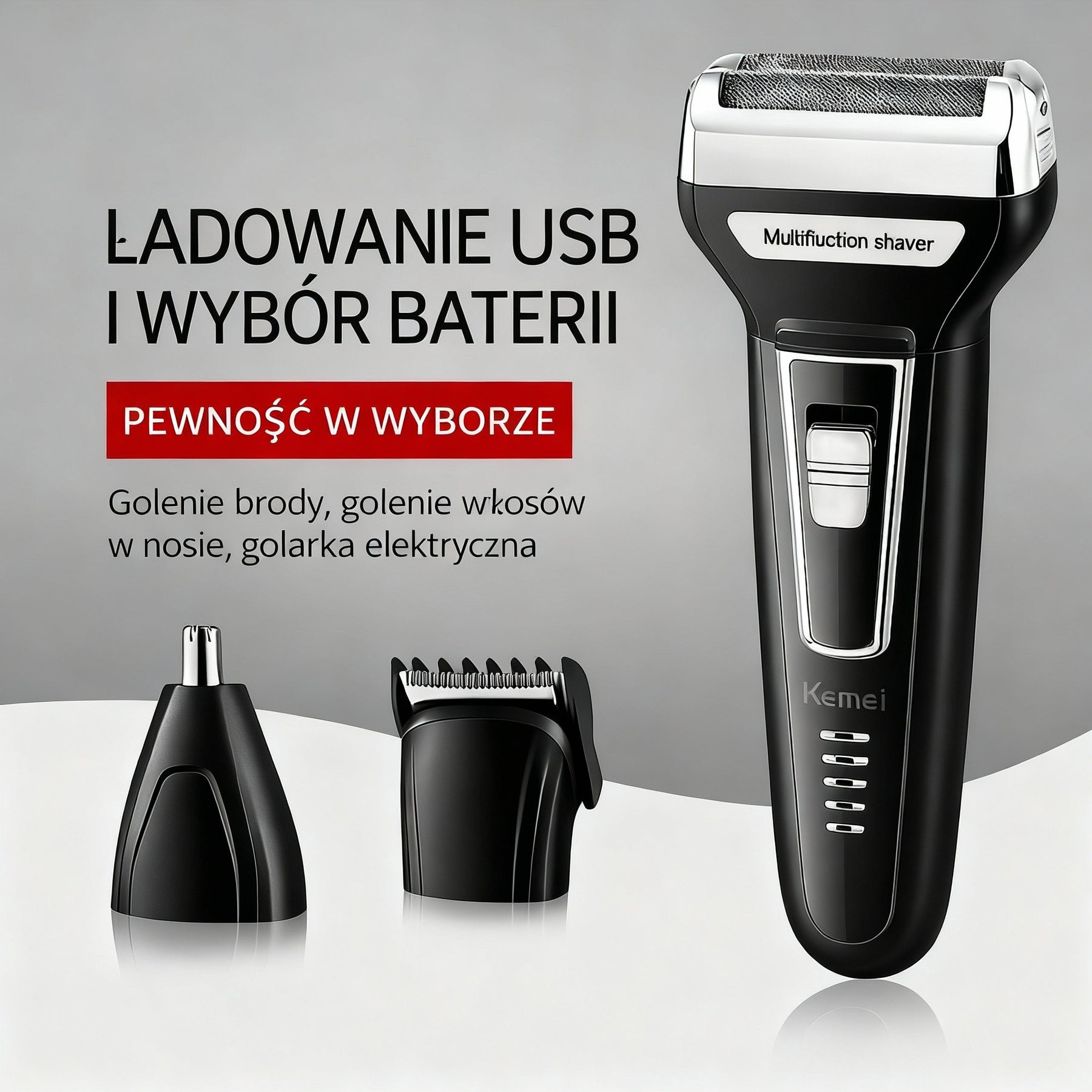 Golarka i Trymer 3 w 1 PRO – Akumulatorowa